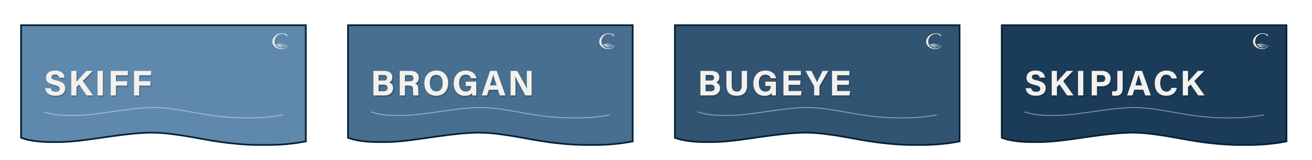 Skiff, Brogan, Bugeye and Skipjack panels in their four tints.