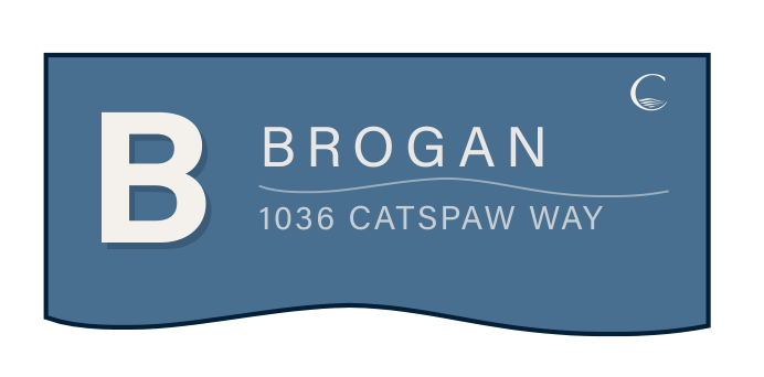 B.5, the letter B with BROGAN and the street address.