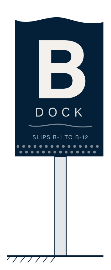 S.1 dock identification, the letter B on a perforated foot.